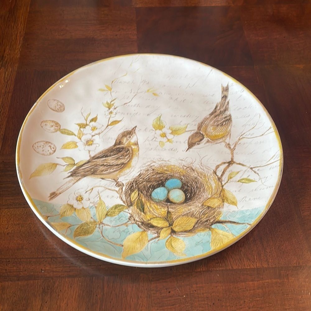 Spring Bird and Robin Eggs 11" Platter Dinner Plate Pier 1 Imports